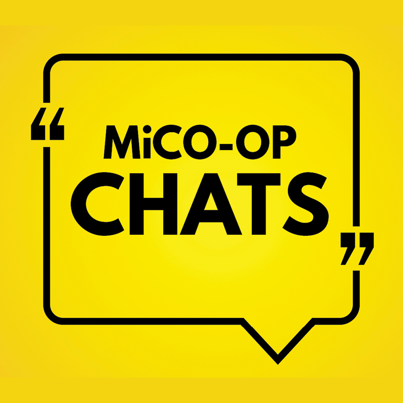 yellow box with the words MiCo-op Chats