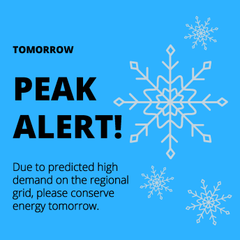 peak alert winter day ahead
